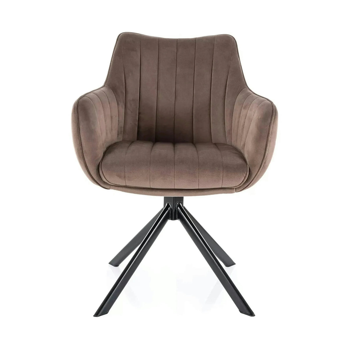Scaun living rotativ AZALIA, cappuccino/negru, stofa catifelata/metal, 61x58x86 cm