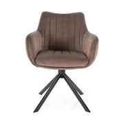 Scaun living rotativ AZALIA, cappuccino/negru, stofa catifelata/metal, 61x58x86 cm