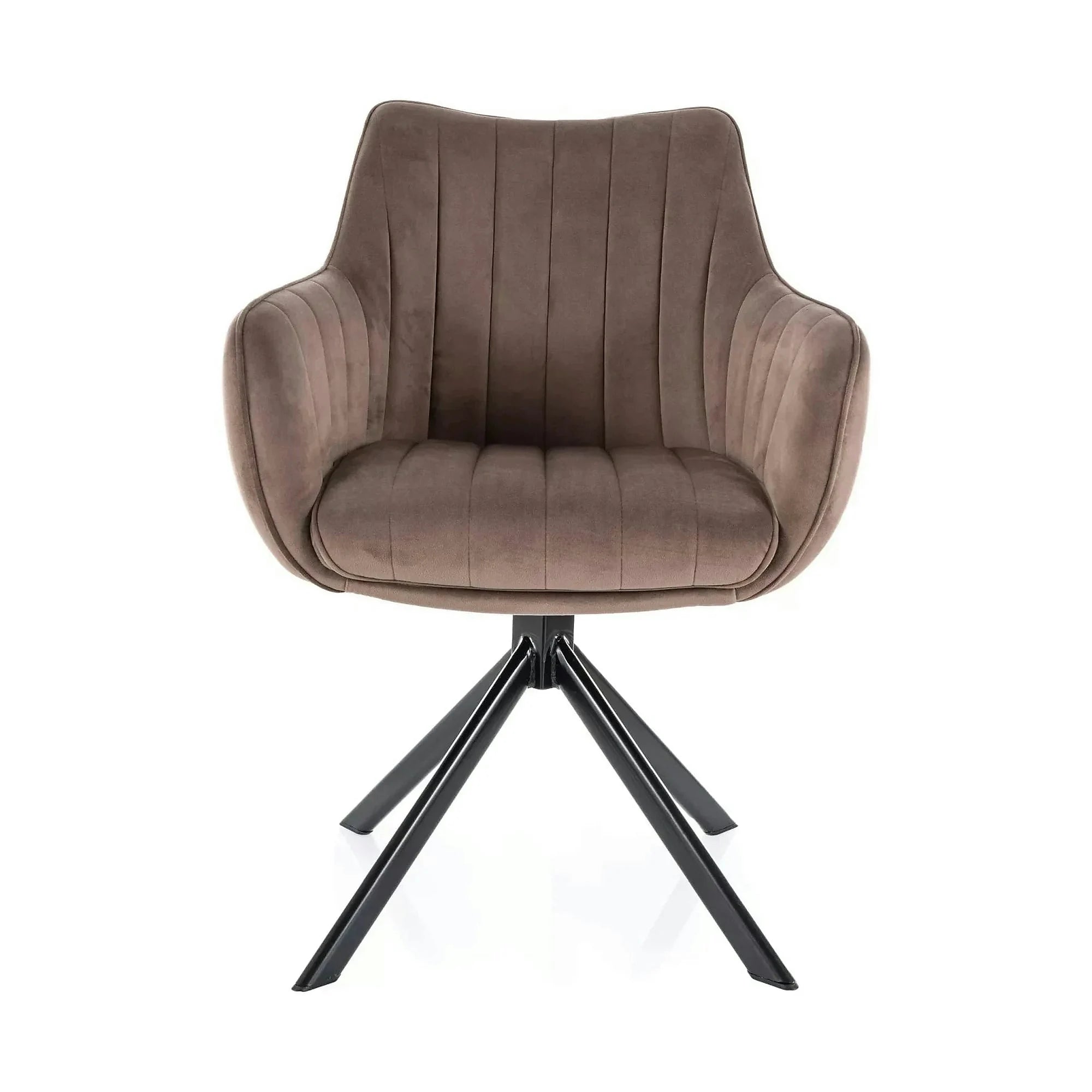Scaun living rotativ AZALIA, cappuccino/negru, stofa catifelata/metal, 61x58x86 cm