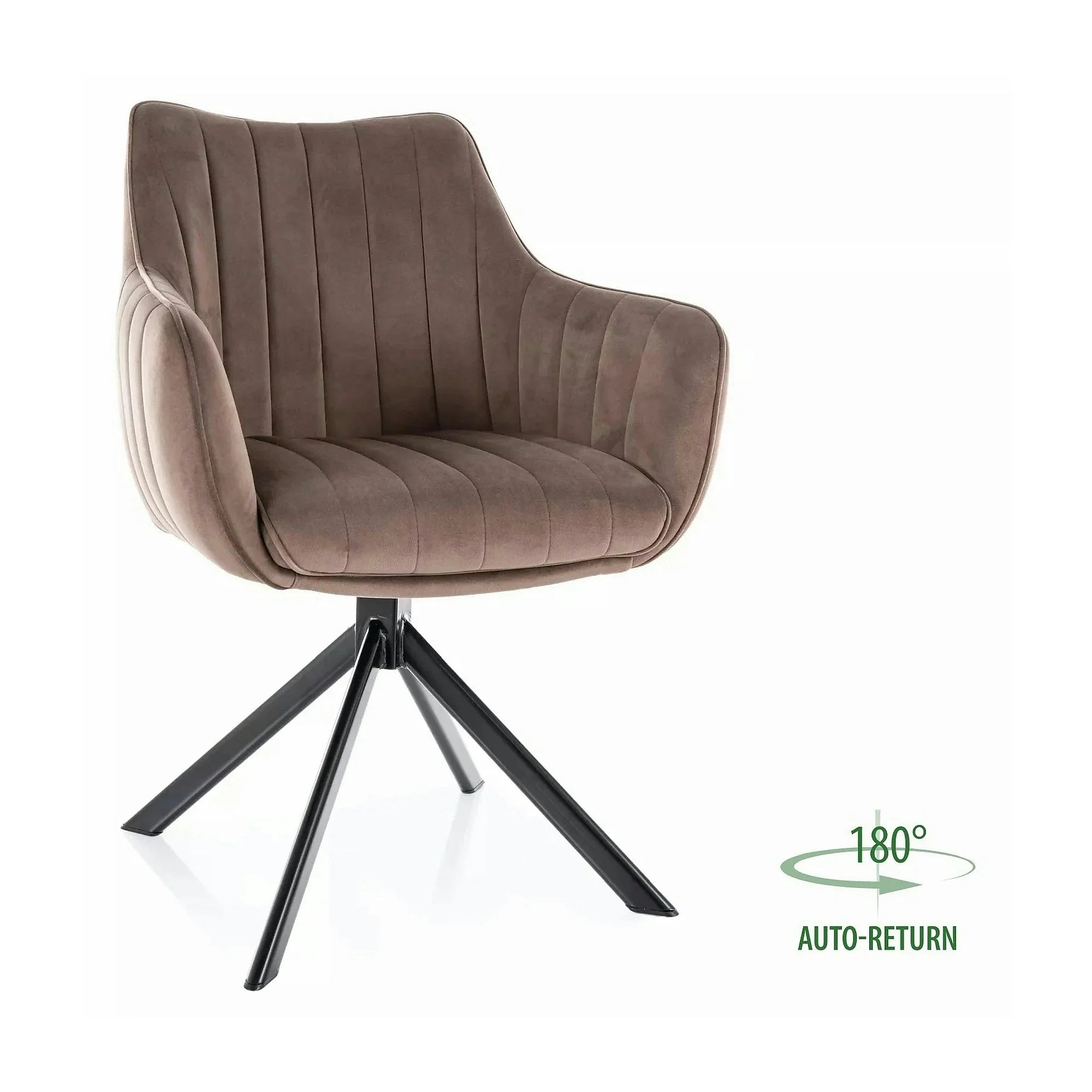 Scaun living rotativ AZALIA, cappuccino/negru, stofa catifelata/metal, 61x58x86 cm