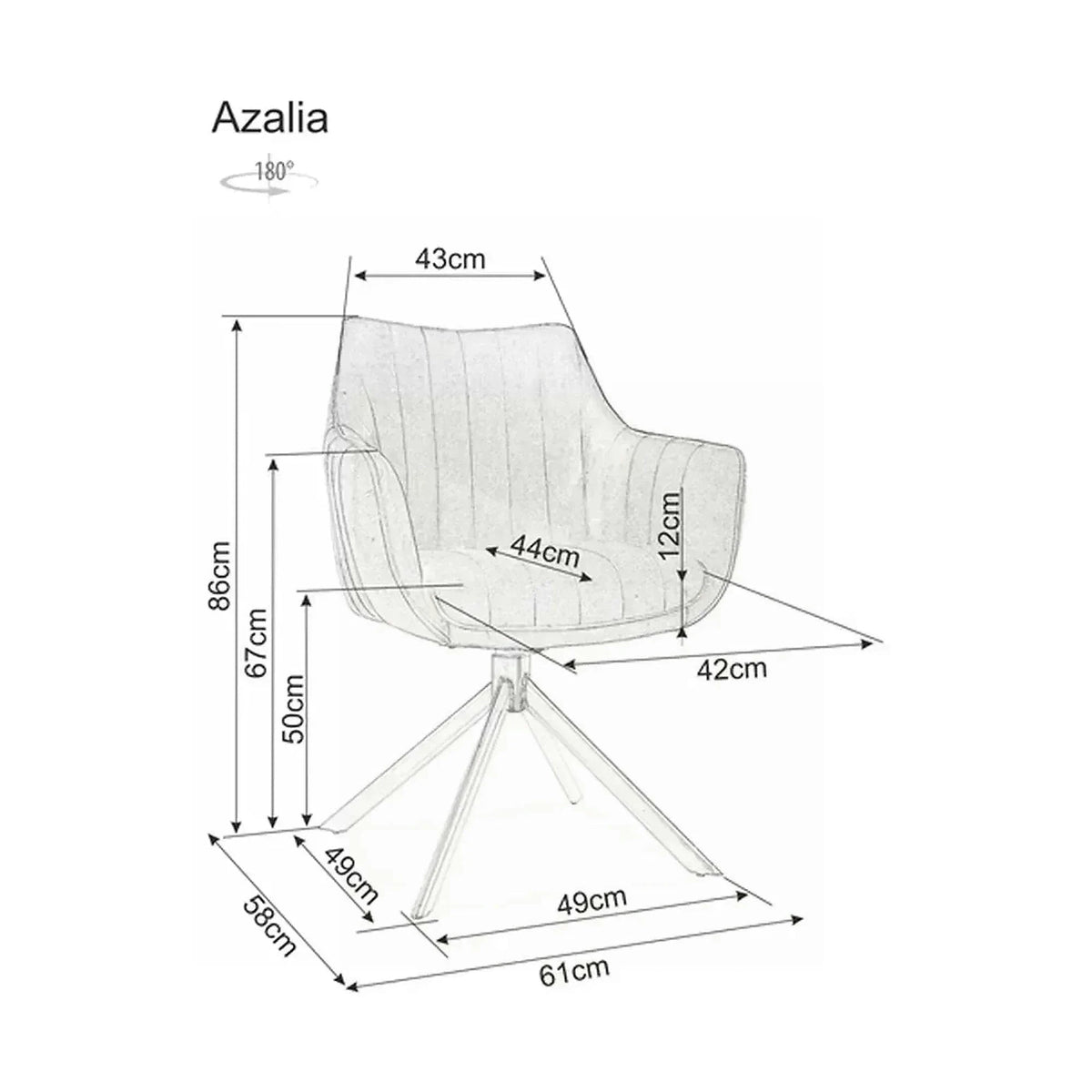 Scaun living rotativ AZALIA, cappuccino/negru, stofa catifelata/metal, 61x58x86 cm