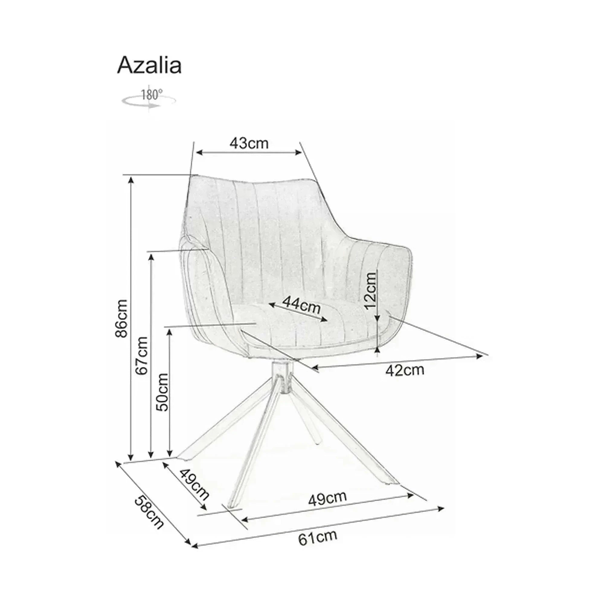 Scaun living rotativ AZALIA, cappuccino/negru, stofa catifelata/metal, 61x58x86 cm