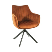 Scaun living rotativ AZALIA, caramiziu/negru, stofa catifelata/metal, 61x58x86 cm