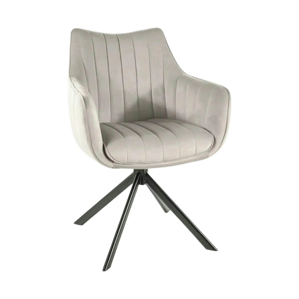 Scaun living rotativ AZALIA, gri deschis/negru, stofa catifelata/metal, 61x44x86 cm