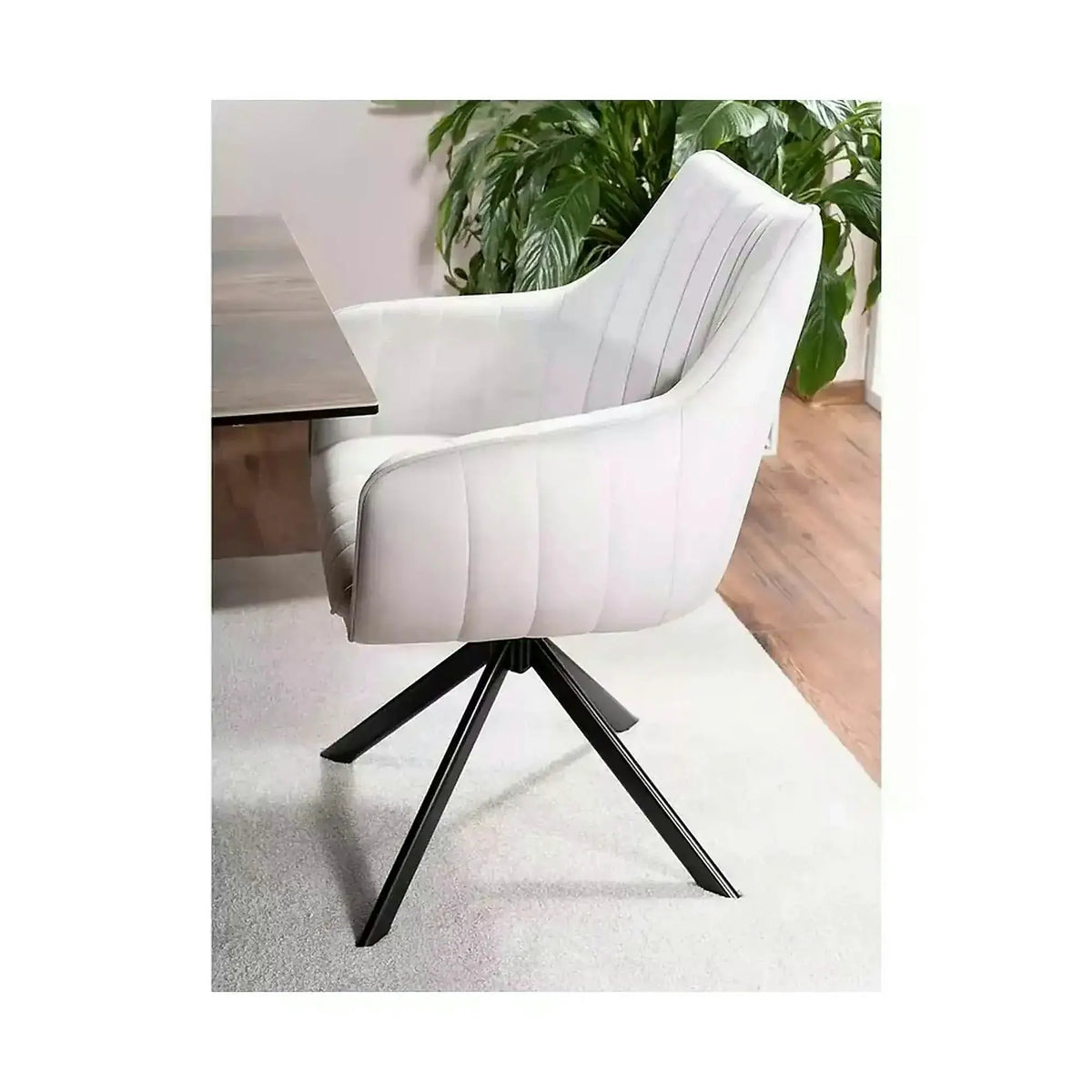 Scaun living rotativ AZALIA, gri deschis/negru, stofa catifelata/metal, 61x58x86 cm
