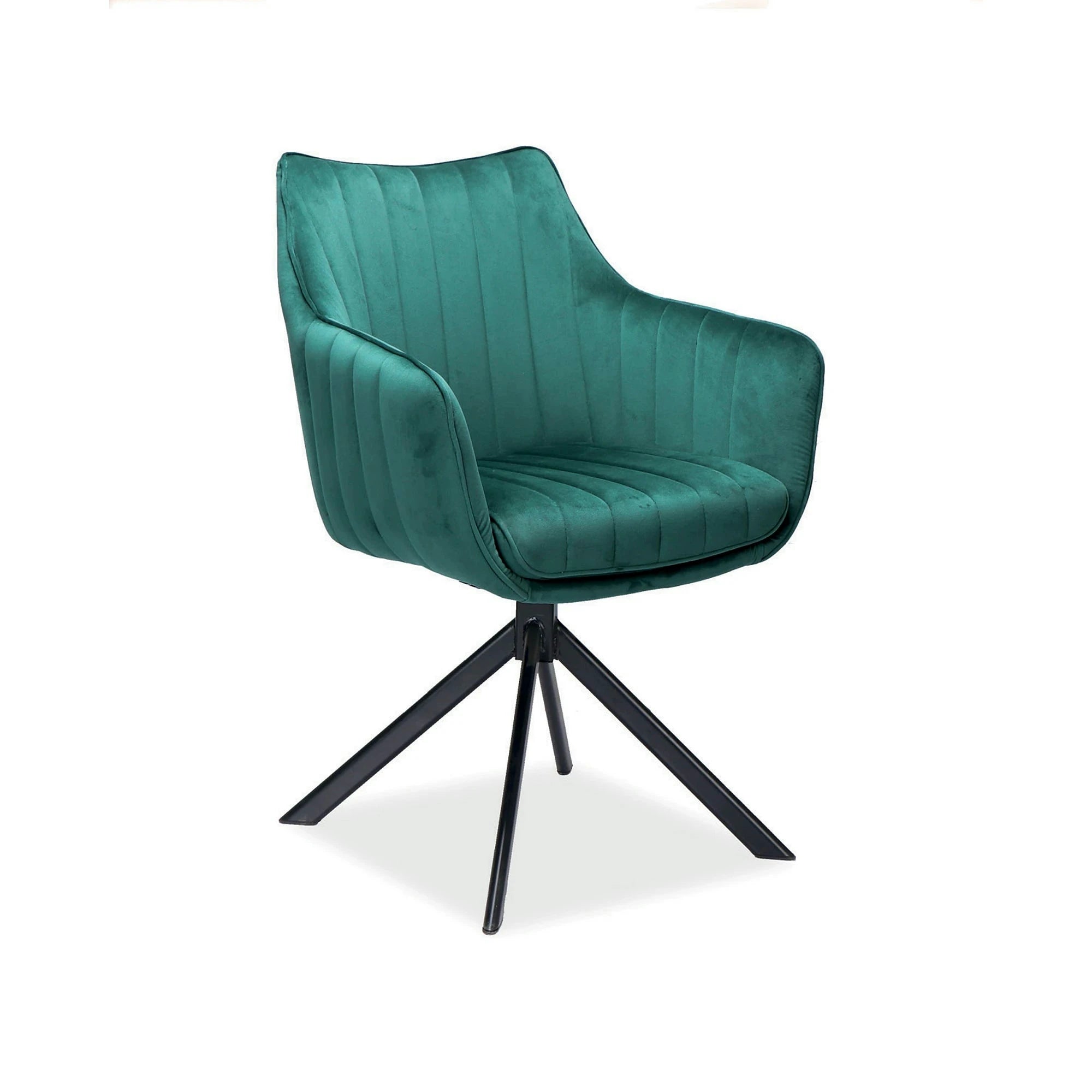 Scaun living rotativ AZALIA, verde/negru, stofa catifelata/metal, 61x44x86 cm