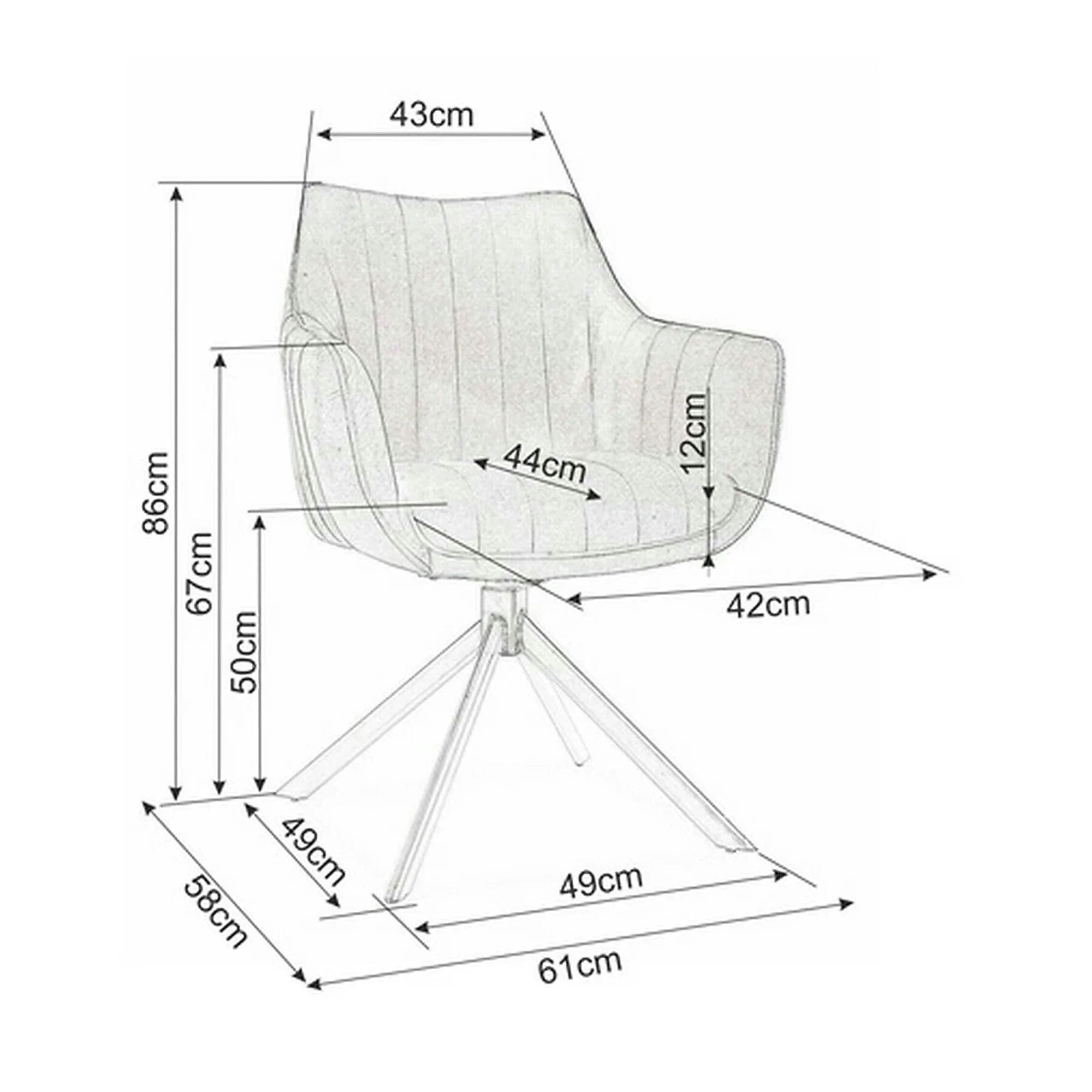 Scaun living rotativ AZALIA, verde/negru, stofa catifelata/metal, 61x58x86 cm