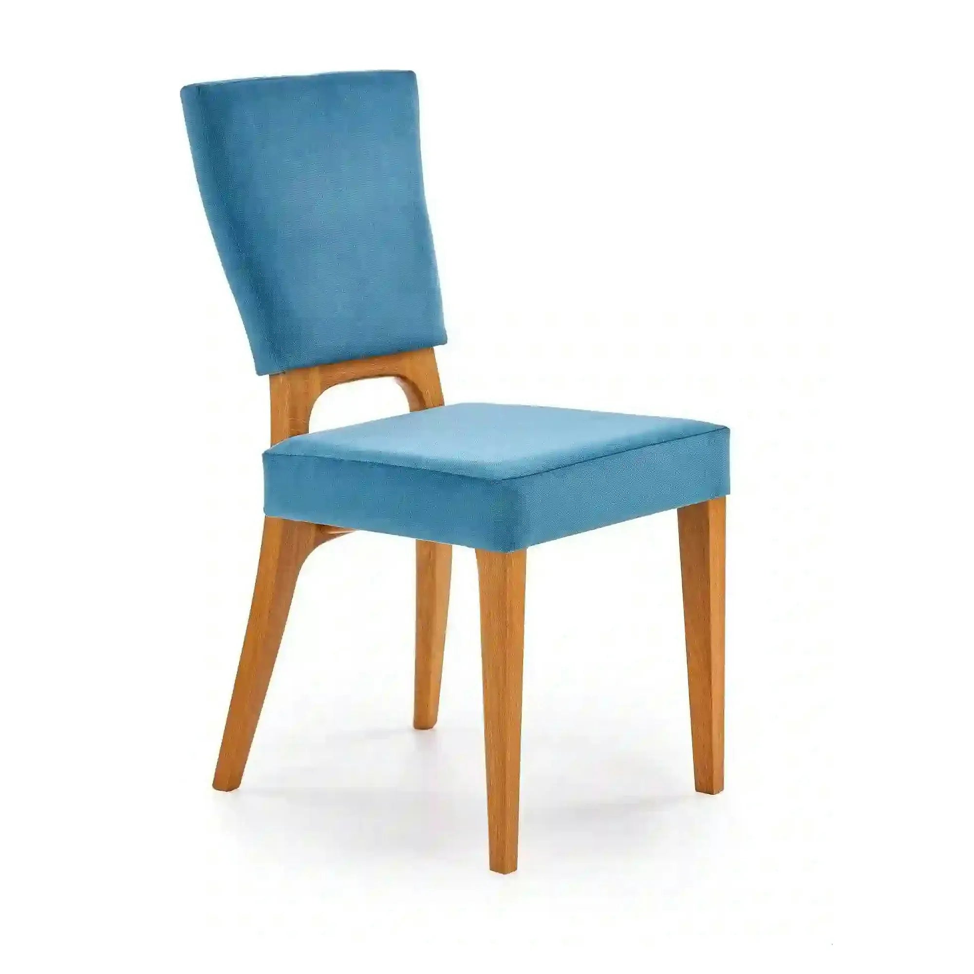 Scaun living WENANTY, albastru/stejar, stofa clasica/lemn, 43x56x91 cm