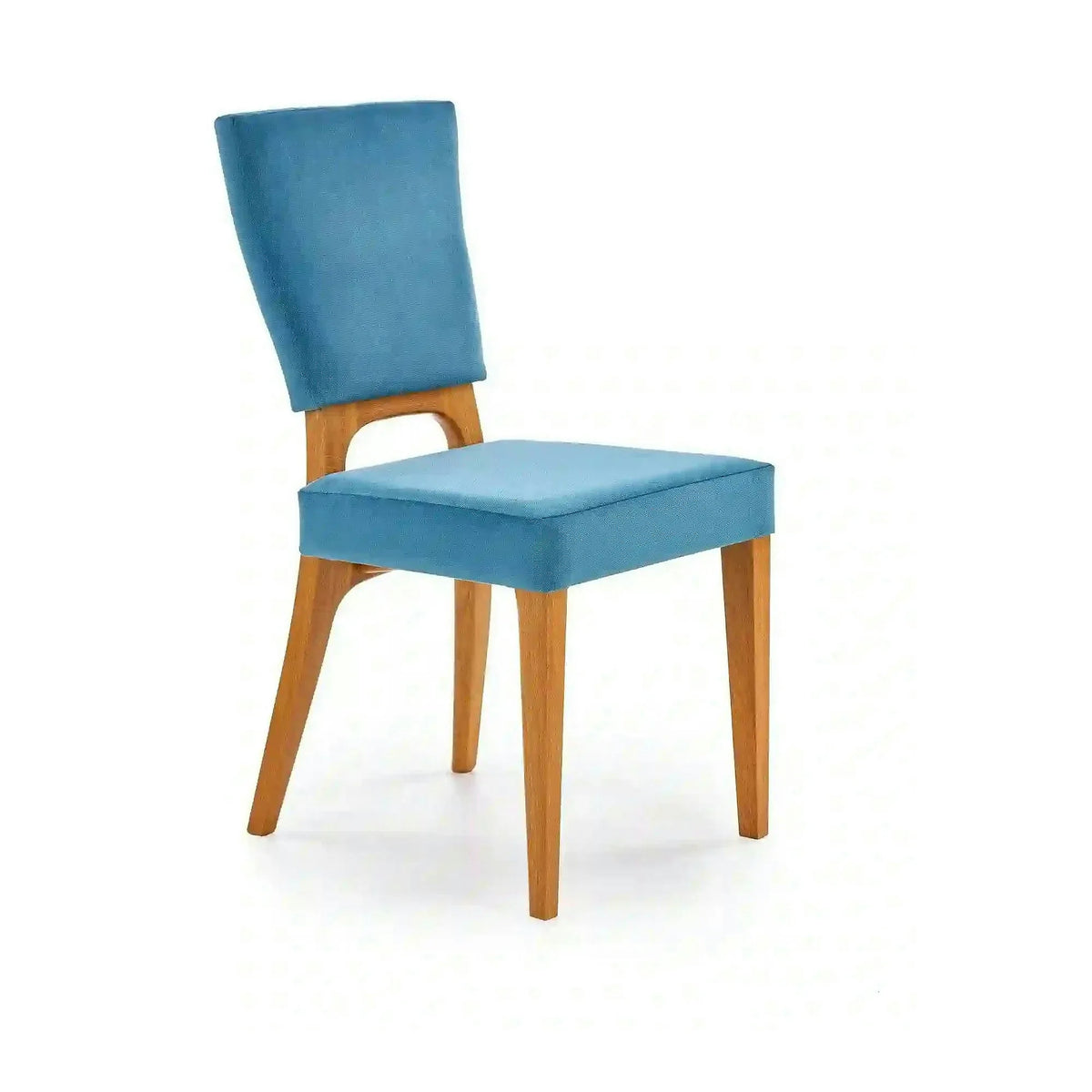 Scaun living WENANTY, albastru/stejar, stofa clasica/lemn, 43x56x91 cm