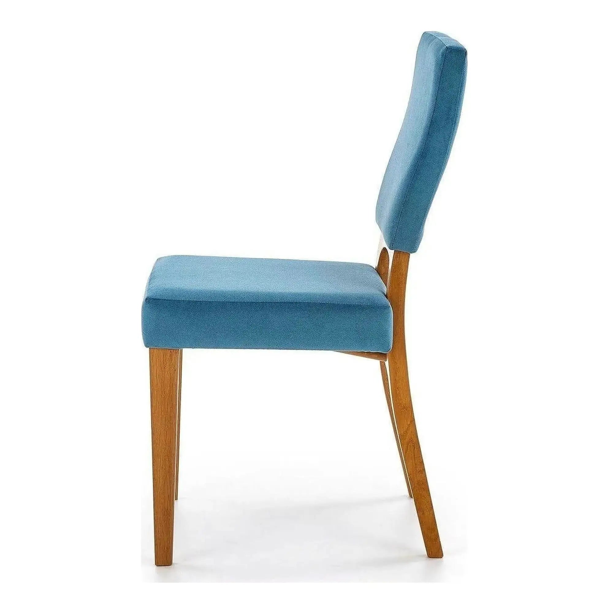 Scaun living WENANTY, albastru/stejar, stofa clasica/lemn, 43x56x91 cm