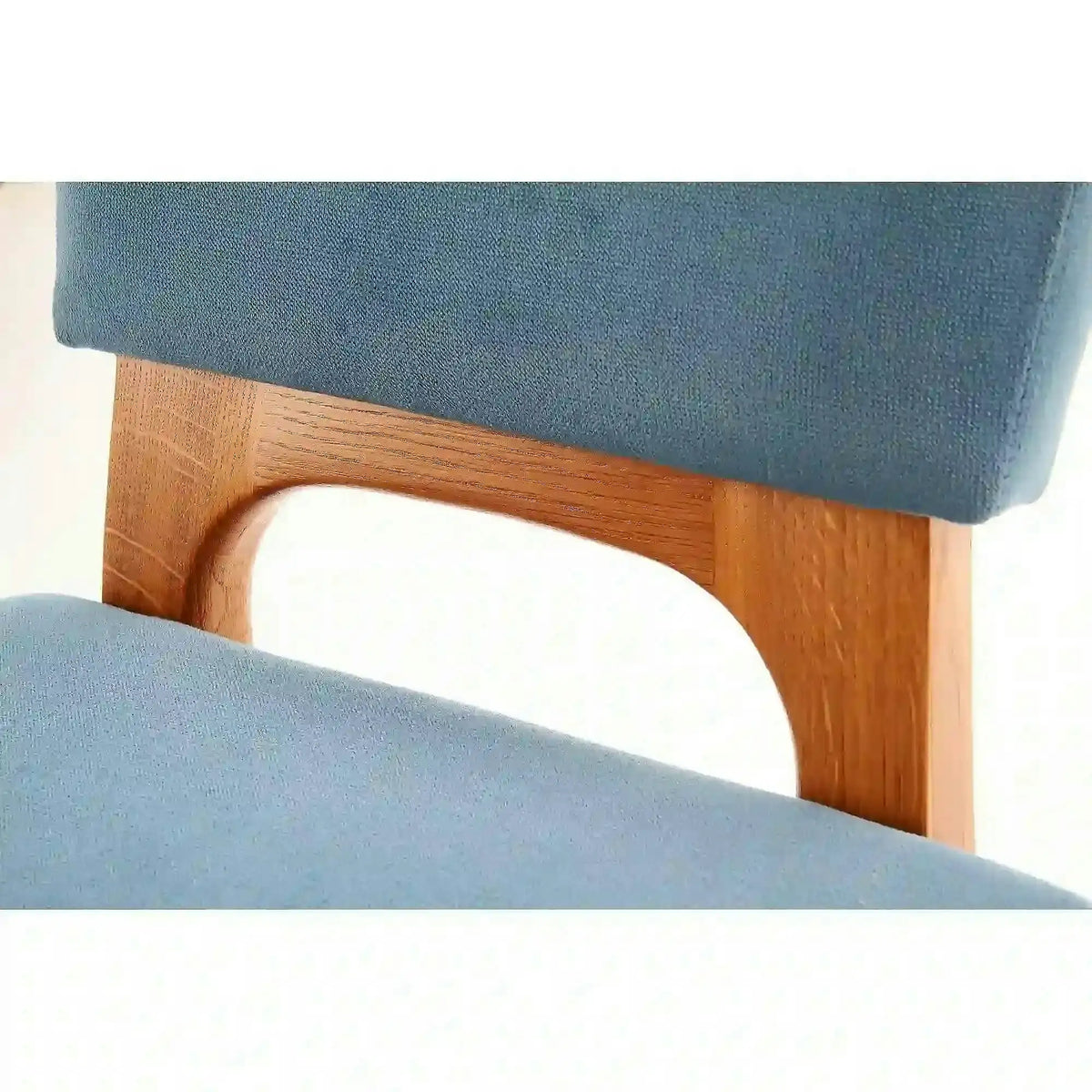 Scaun living WENANTY, albastru/stejar, stofa clasica/lemn, 43x56x91 cm