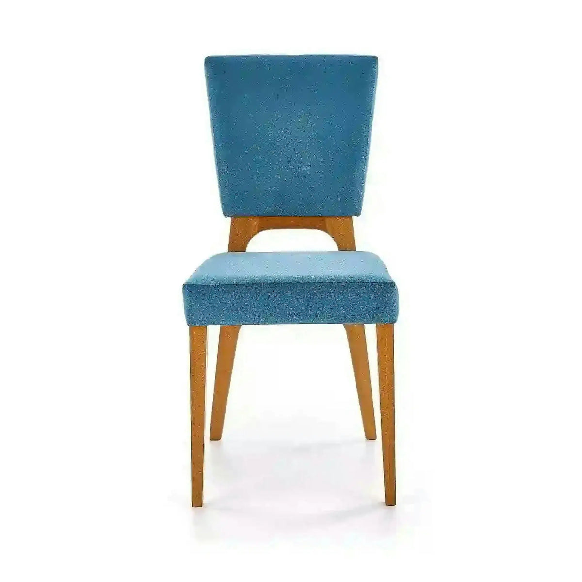 Scaun living WENANTY, albastru/stejar, stofa clasica/lemn, 43x56x91 cm