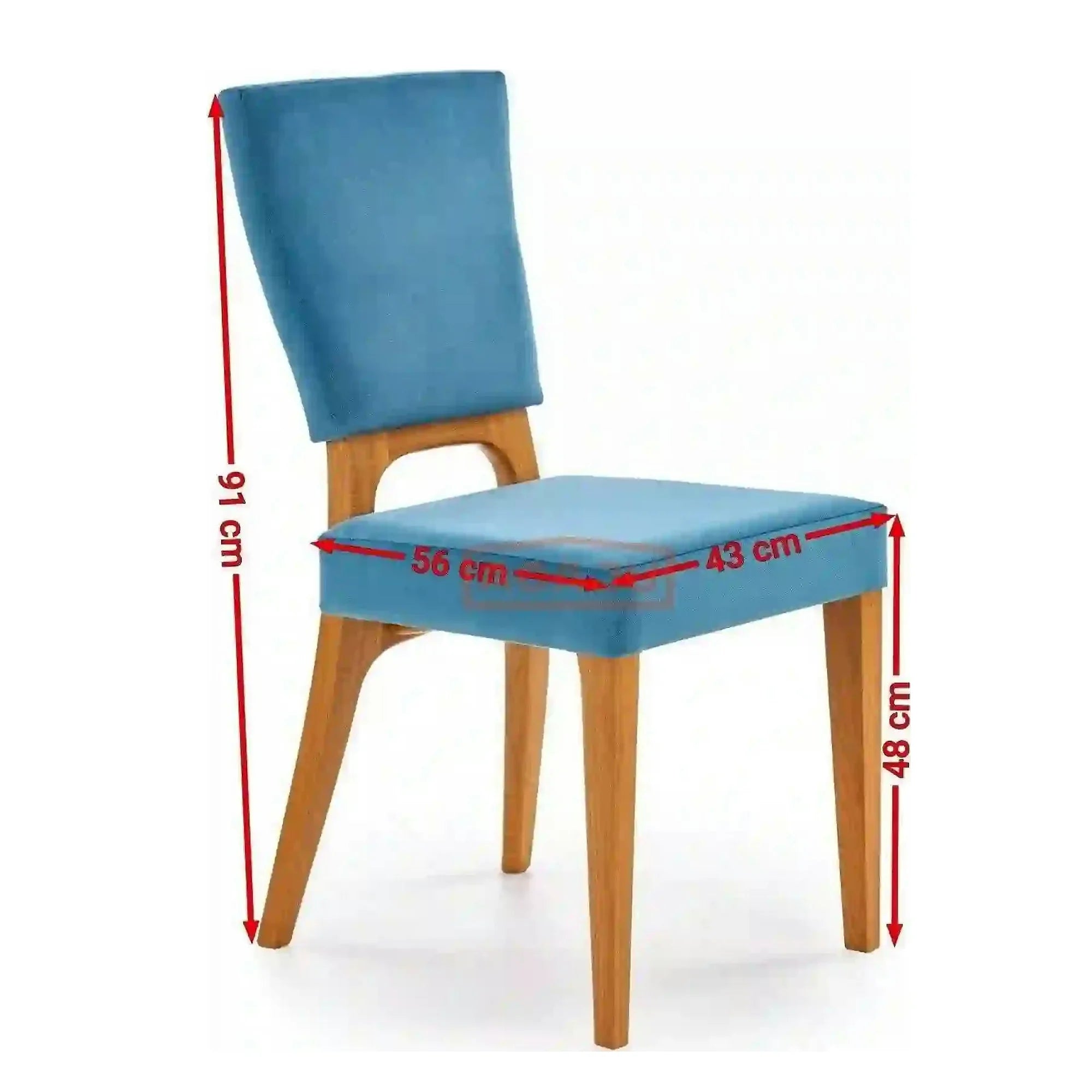 Scaun living WENANTY, albastru/stejar, stofa clasica/lemn, 43x56x91 cm