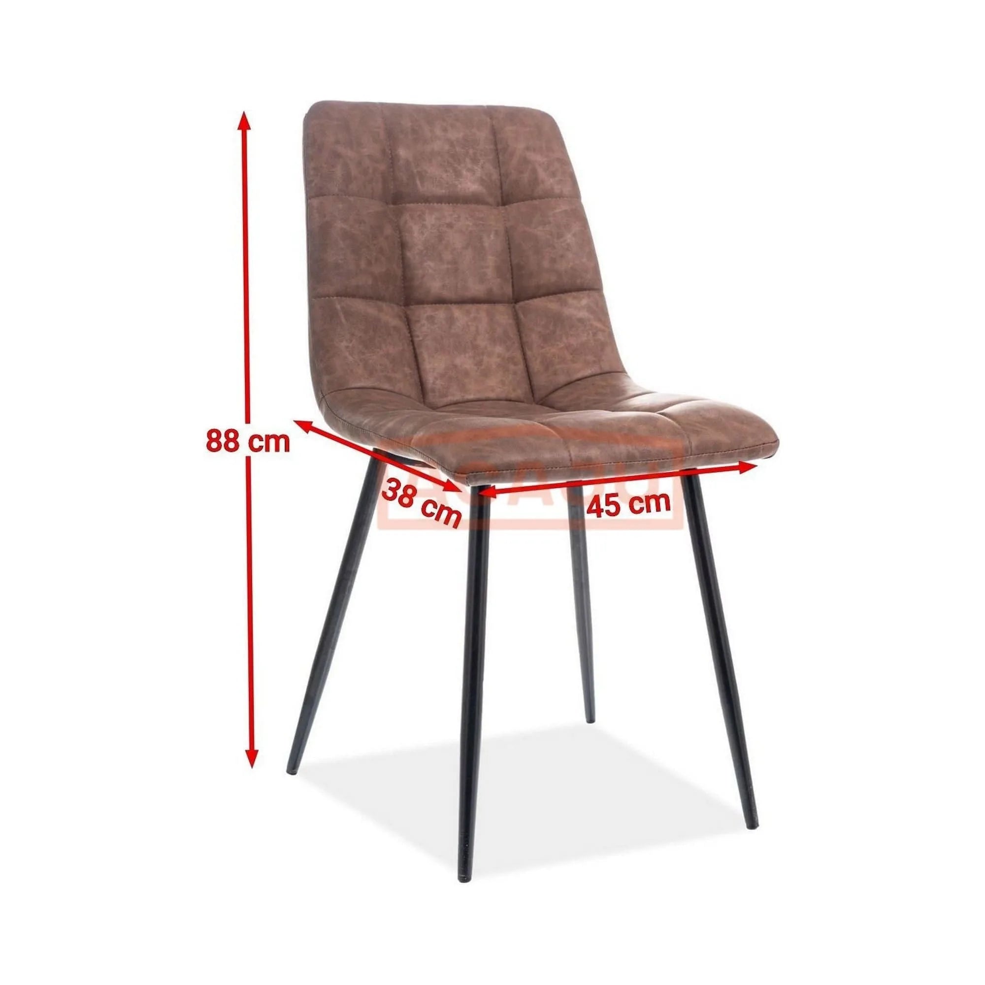 Scaun LOOK, maro/negru, piele ecologic/metal, 45x38x88 cm