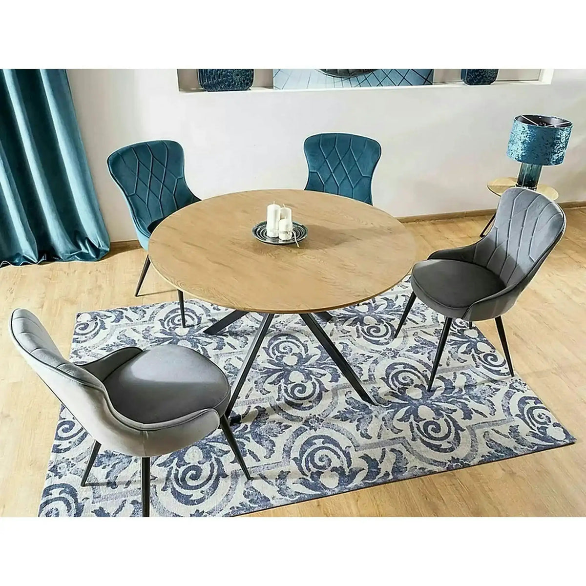 Scaun Lotus, gri/negru, stofa catifelata/metal, 52x45x91 cm
