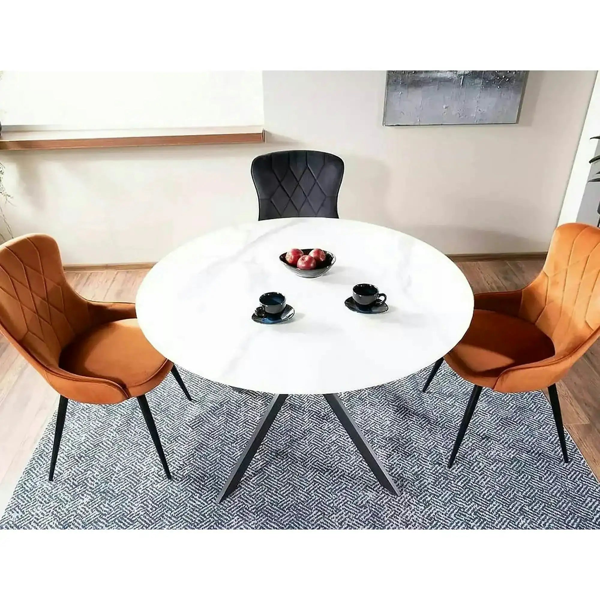 Scaun Lotus, negru, stofa catifelata/metal, 52x45x91 cm