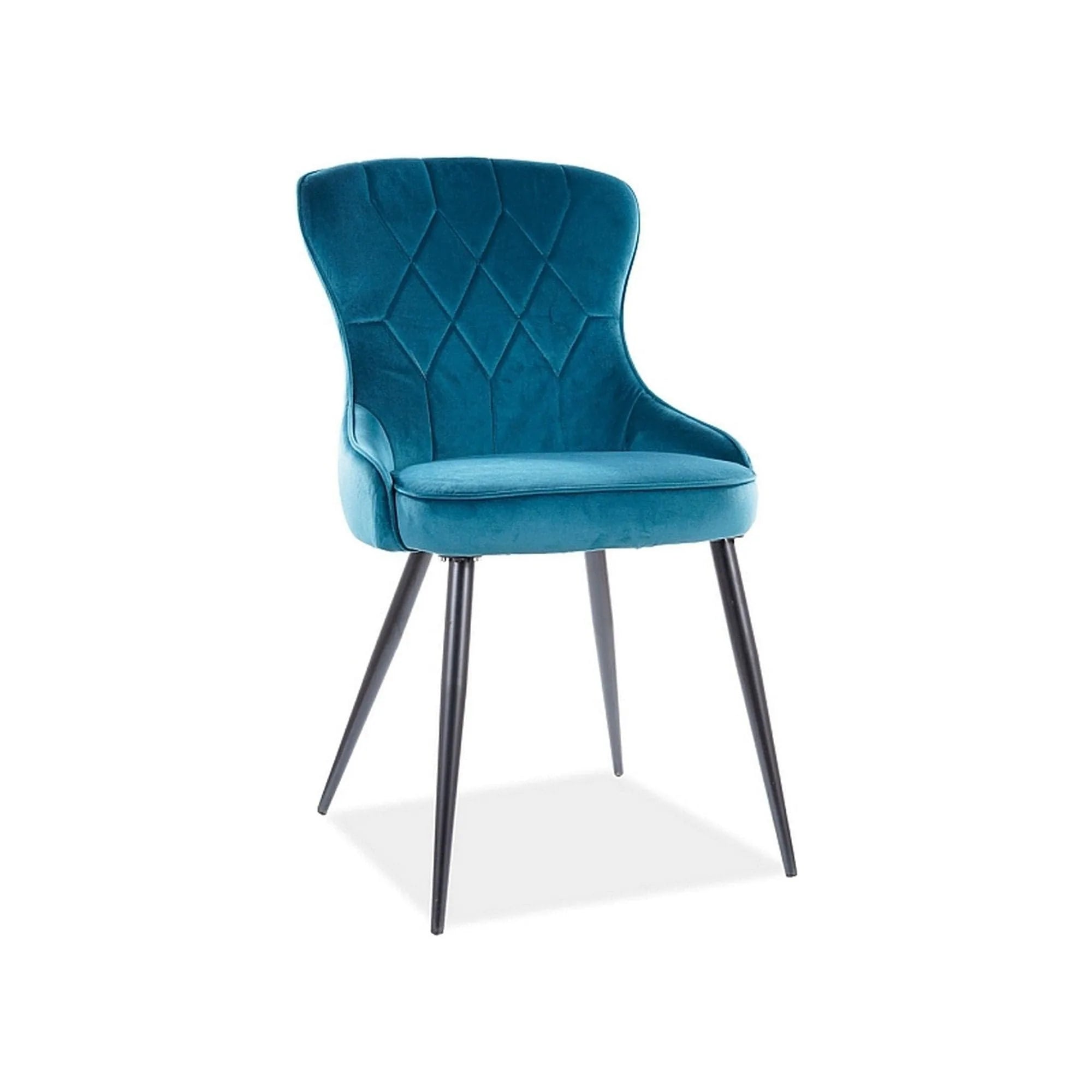 Scaun Lotus, turcoaz/negru, stofa catifelata/metal, 52x45x91 cm