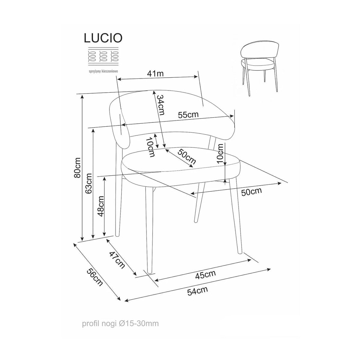 Scaun LUCIO, bej/negru, stofă/metal, 55x50x80 cm