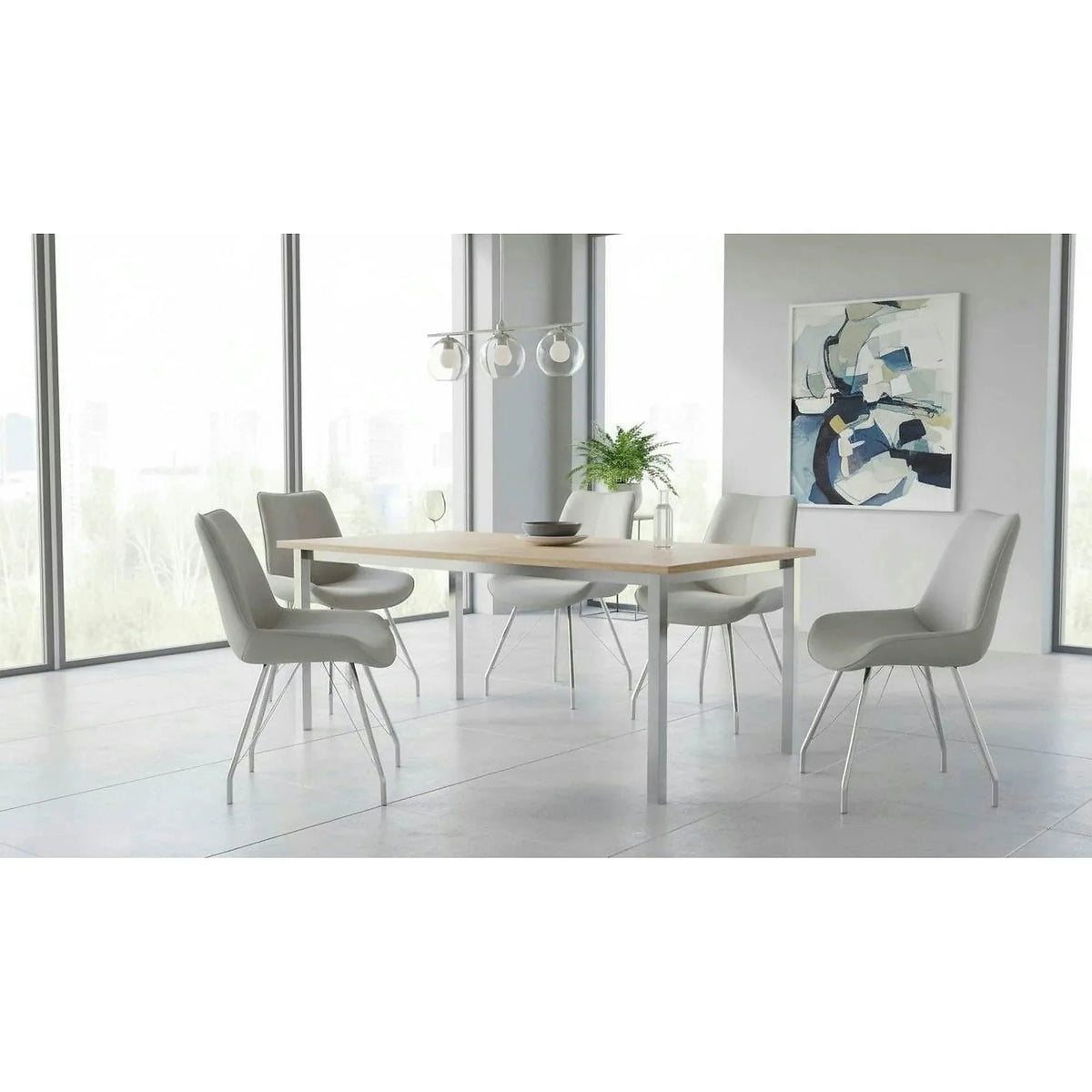 Scaun MADORA, gri/crom, textil cu efect de piele intoarsa/metal, 54x60x87 cm