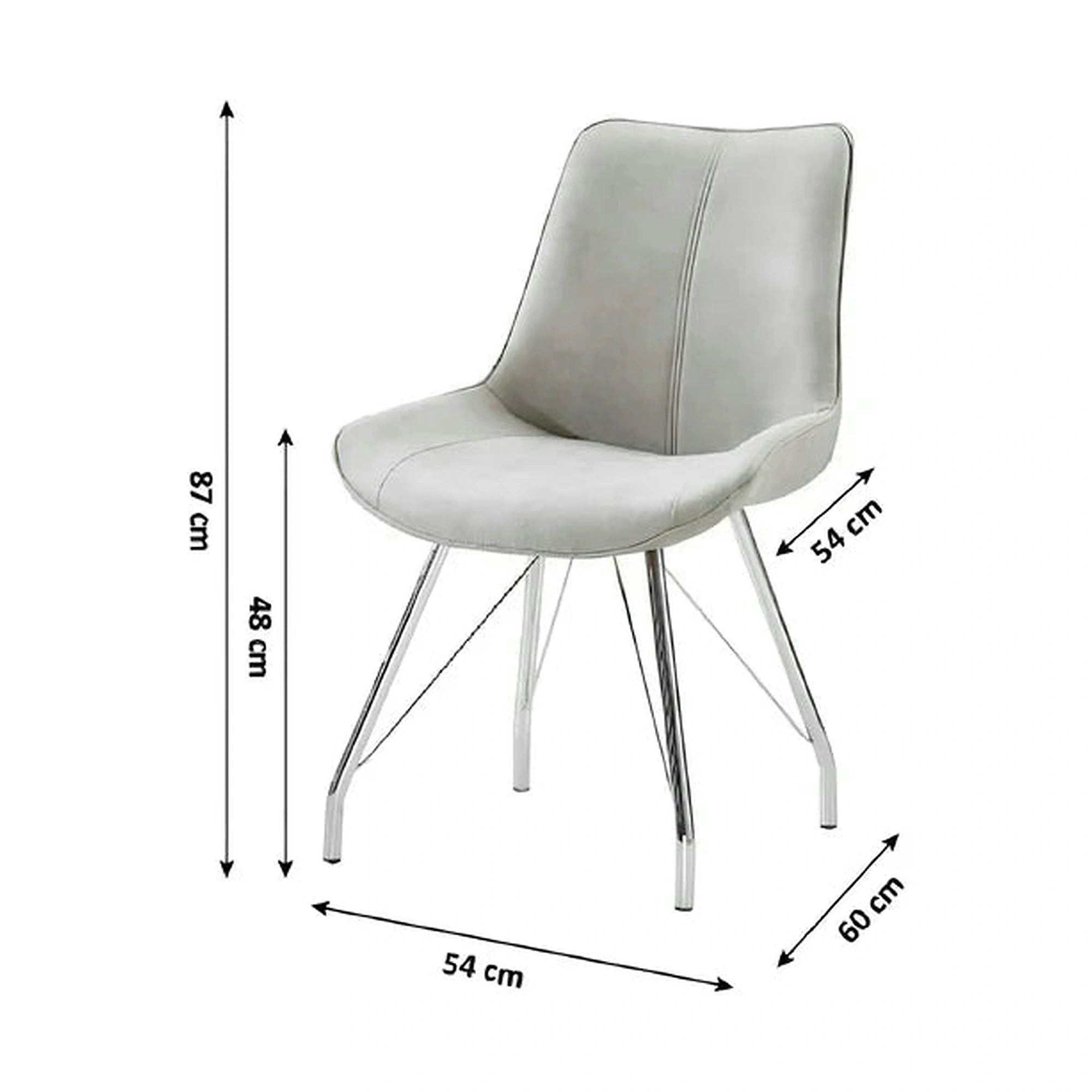 Scaun MADORA, gri/crom, textil cu efect de piele intoarsa/metal, 54x60x87 cm