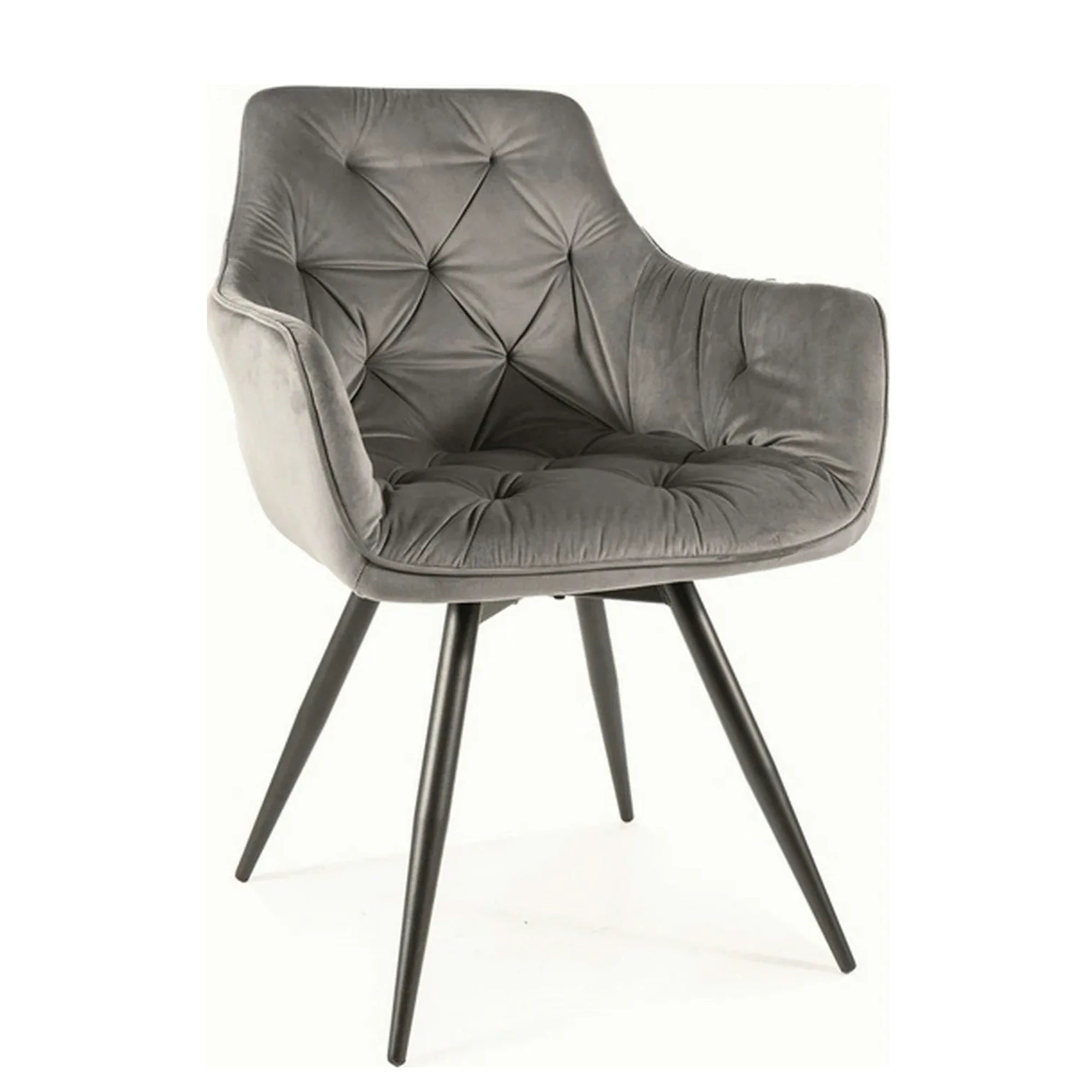 Scaun MANGO, gri/negru, stofa catifelata/metal, 57x45x83 cm