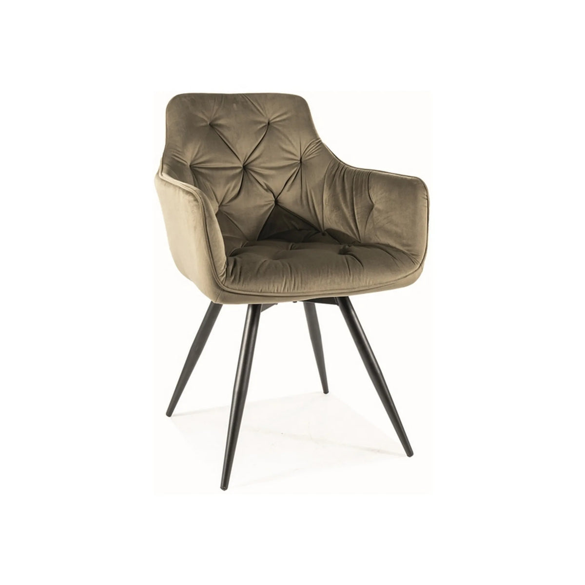 Scaun MANGO, verde maslin/negru, stofa catifelata/metal, 57x45x83 cm