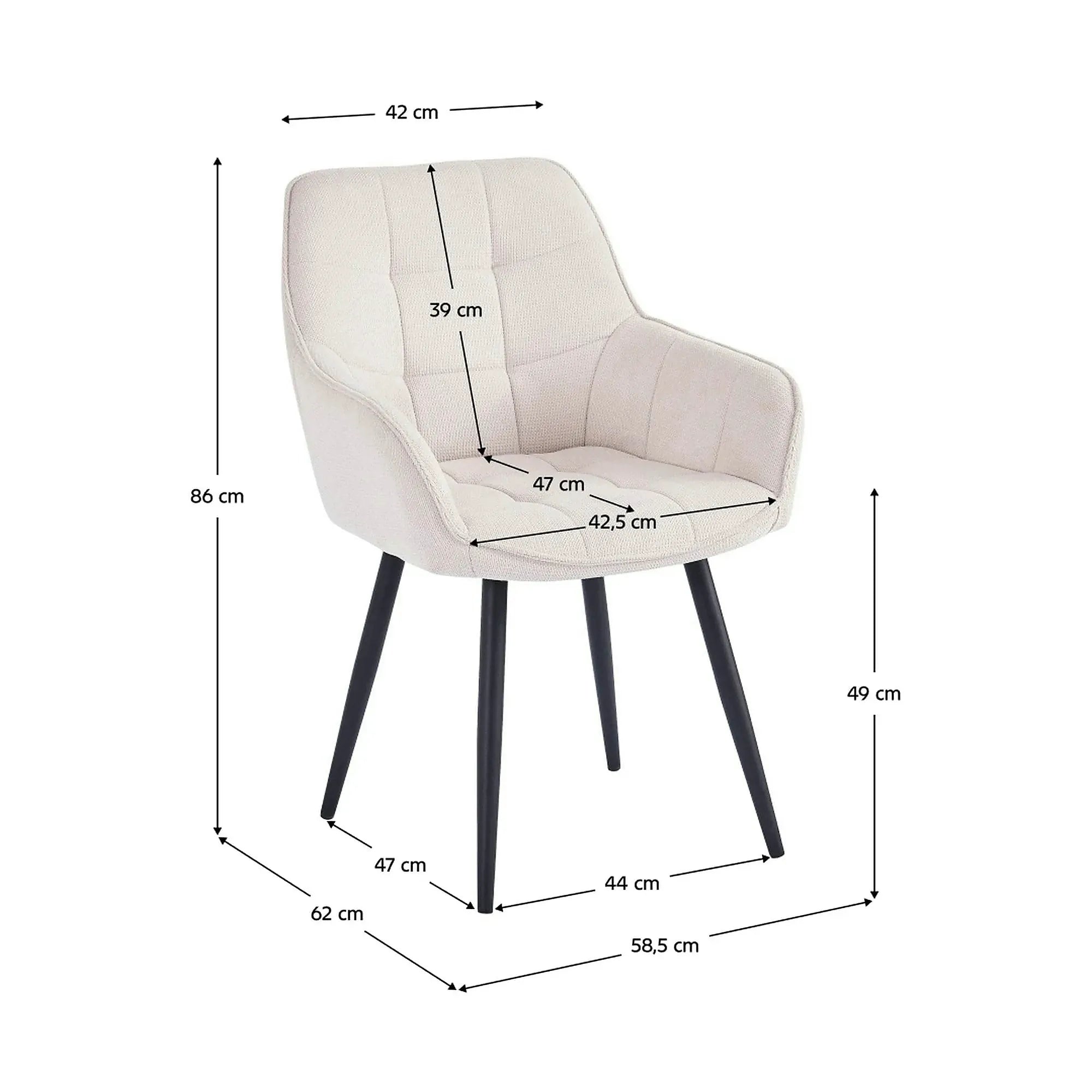 Scaun MARKEN, stofa clasica crem - Vardo 25, 59x62x86 cm