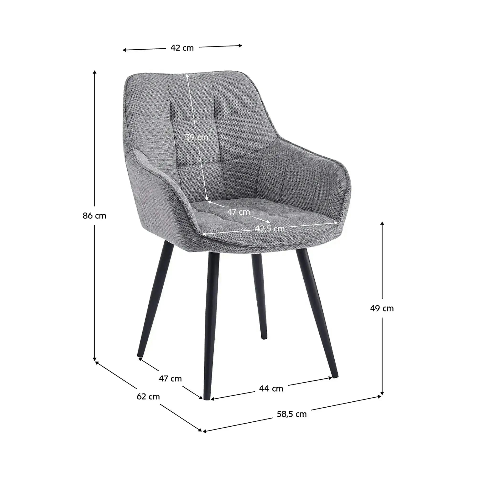 Scaun MARKEN, stofa clasica gri - Vardo 11, 59x62x86 cm