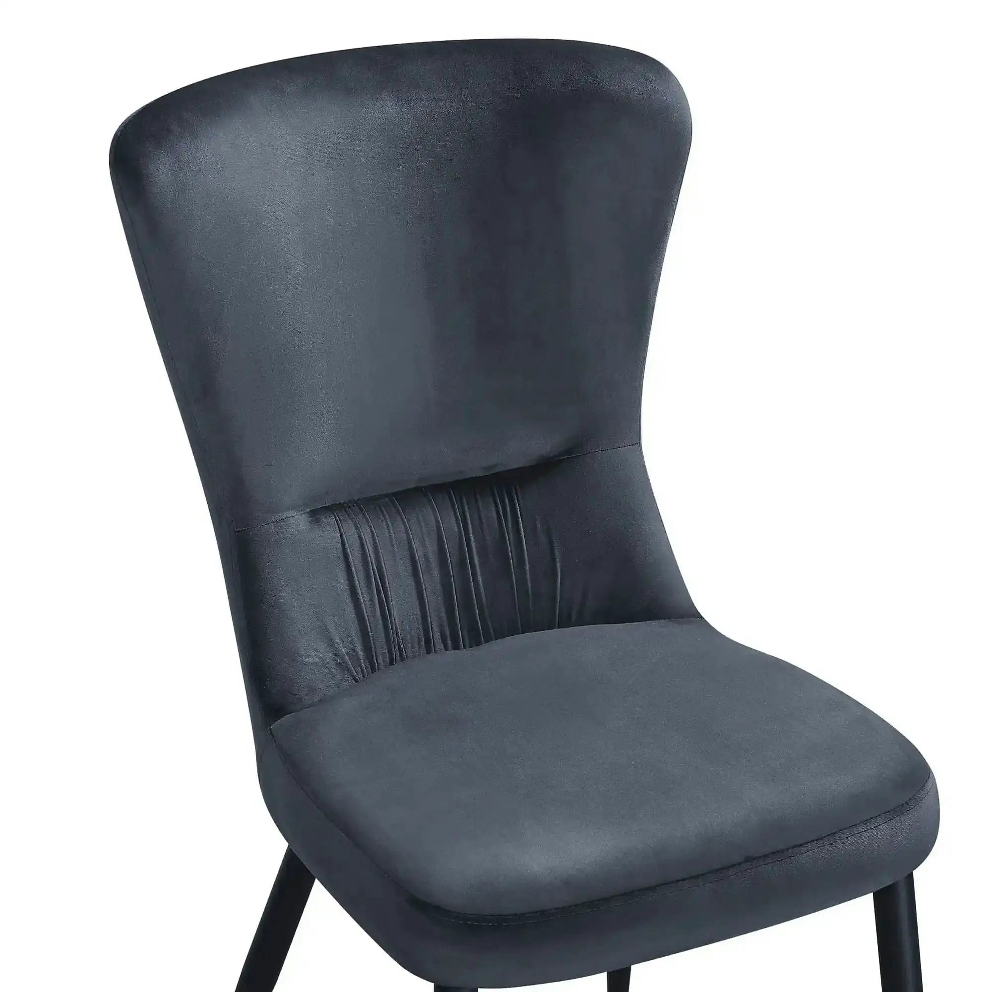 Scaun MIA, gri inchis/negru, stofa catifelata/metal, 51x62x95 cm