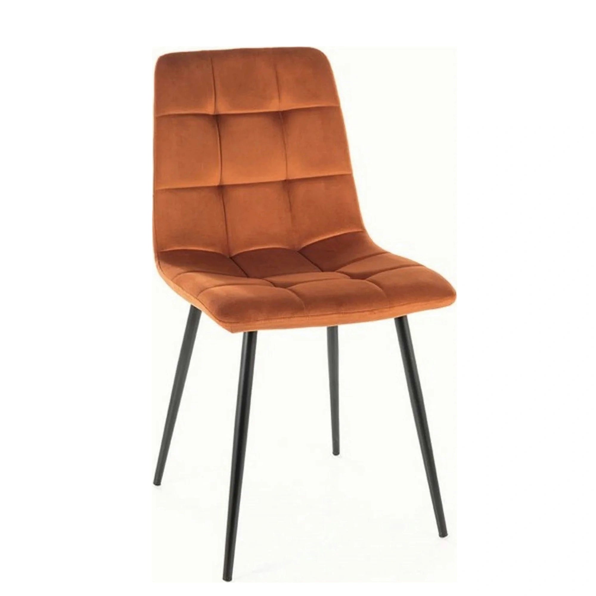 Scaun MILA, caramiziu/negru, stofa catifelata/metal, 45x41x86 cm