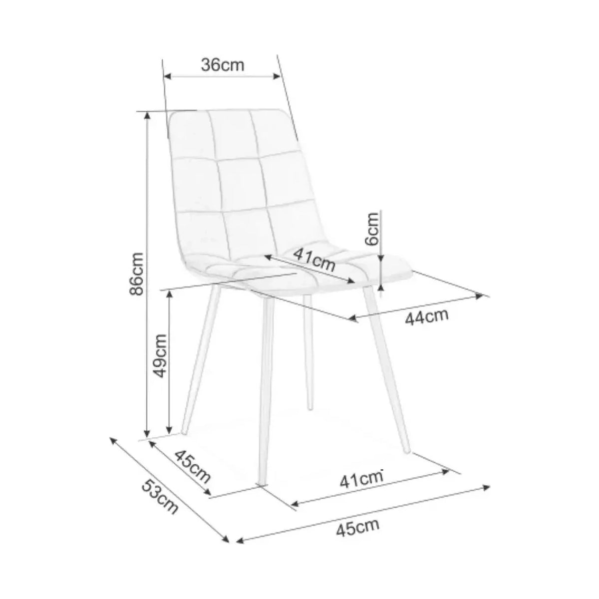 Scaun MILA, caramiziu/negru, stofa catifelata/metal, 45x41x86 cm