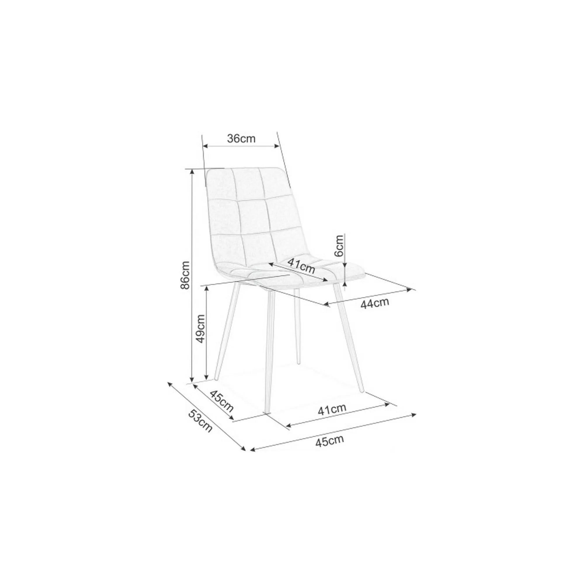 Scaun MILA, maro/negru, stofa catifelata/metal, 45x41x86 cm