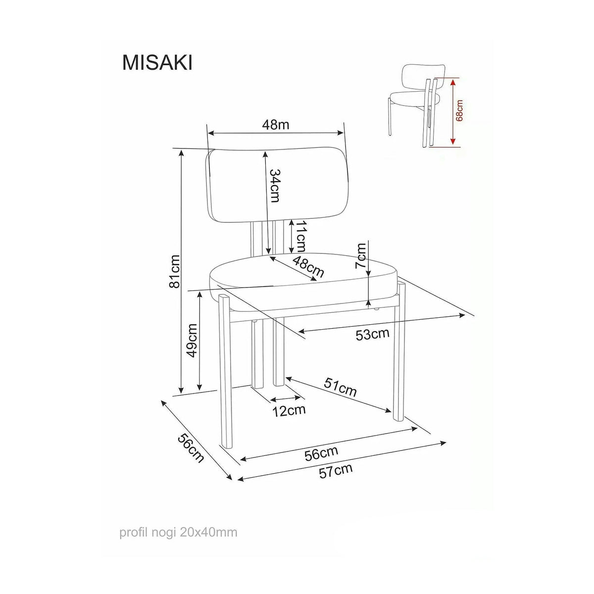 Scaun MISAKI, bej/cașmir, stofă/metal, 57x48x81 cm