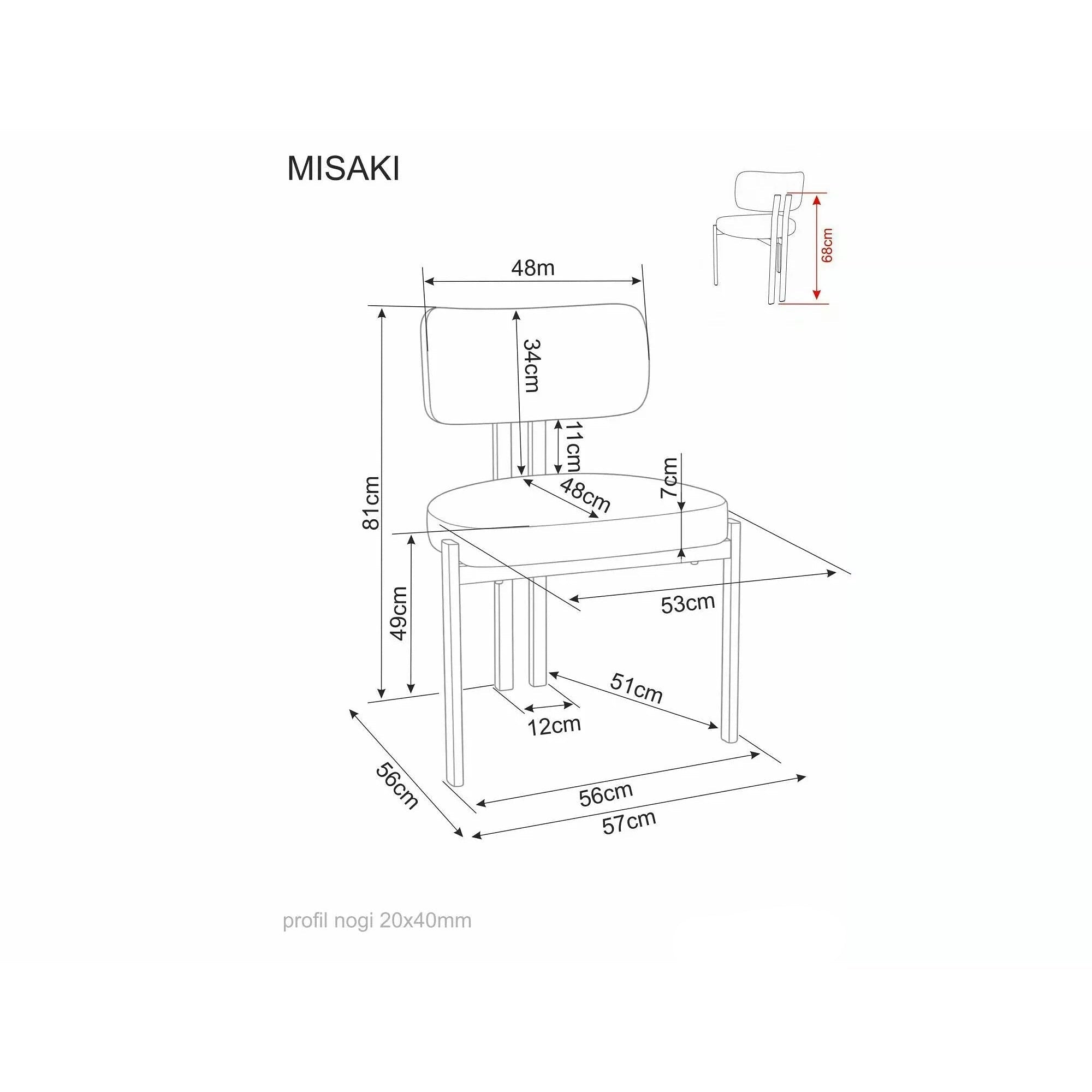 Scaun MISAKI D, bej/nuc, stofă/metal, 57x48x81 cm