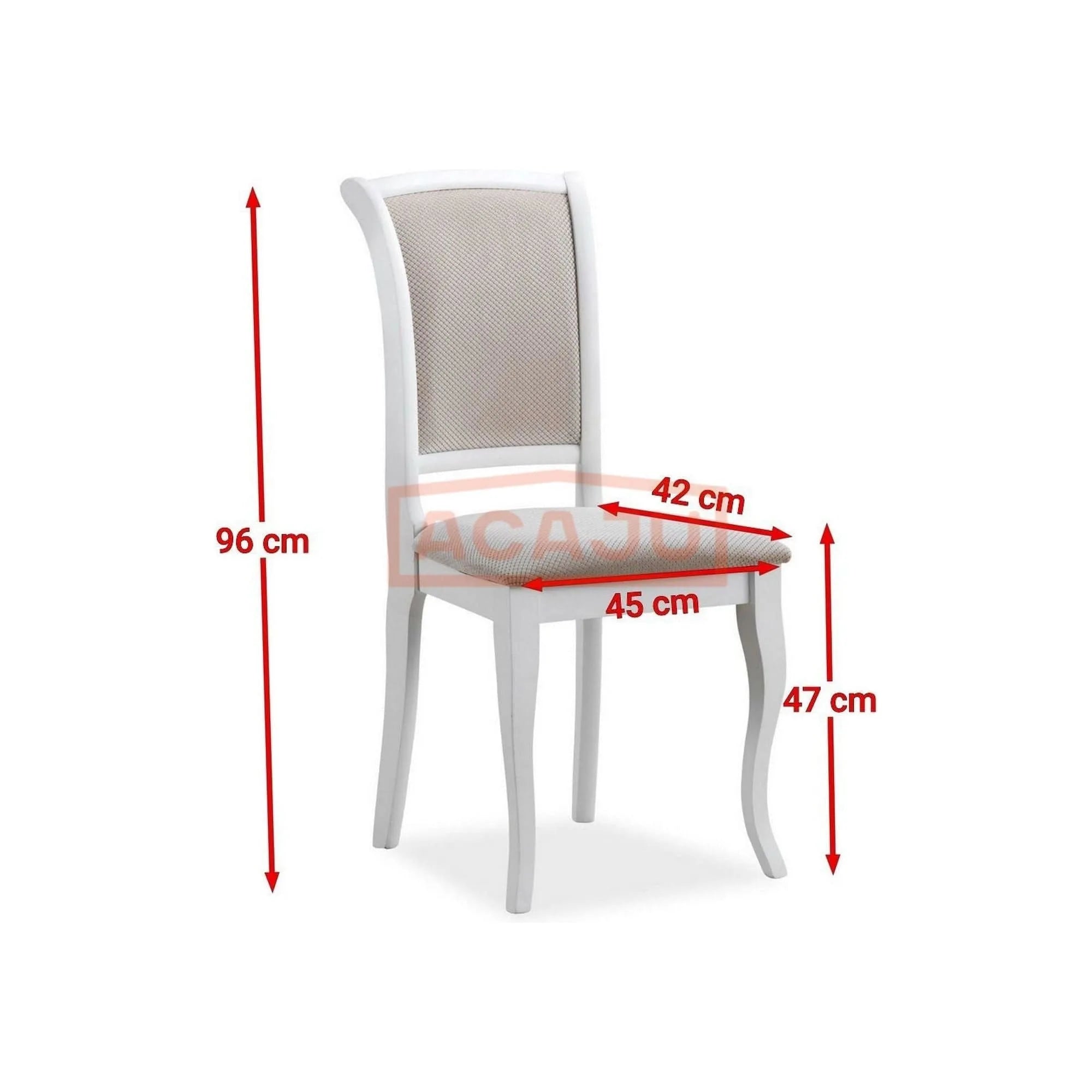 Scaun MN-SC, alb/bej, stofa/lemn, 45x42x96 cm