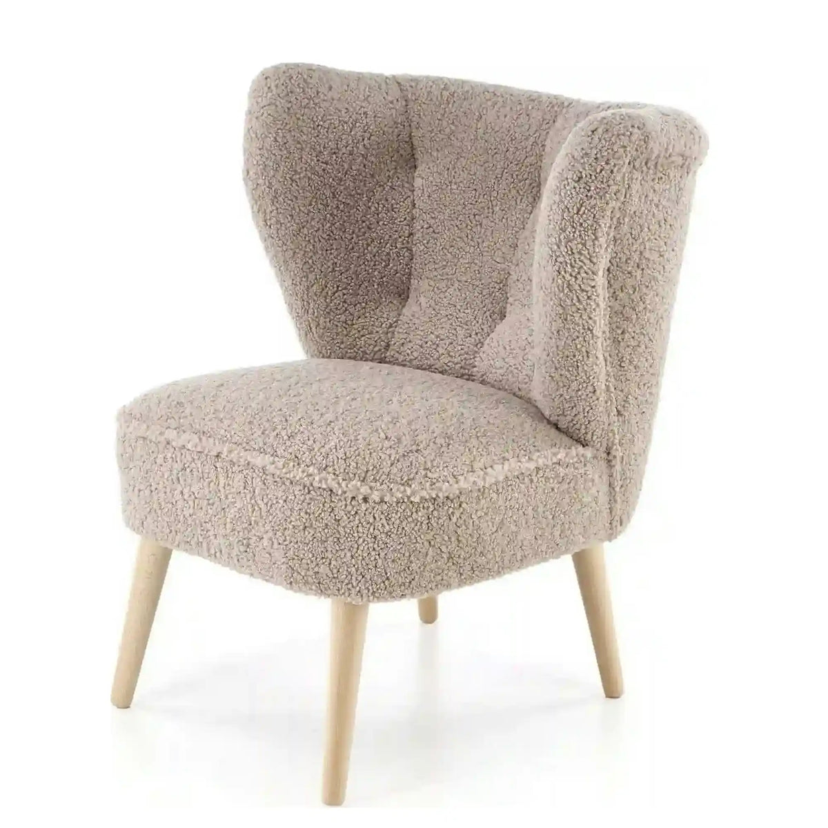 Scaun MOCCA, cappuccino - Sven 28, stofa buclata/lemn, 70x71x81 cm