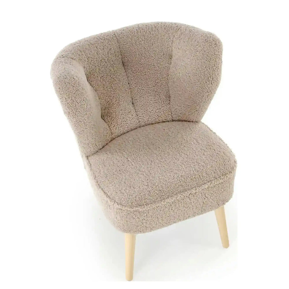 Scaun MOCCA, cappuccino - Sven 28, stofa buclata/lemn, 70x71x81 cm