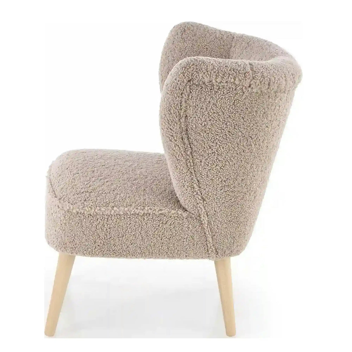 Scaun MOCCA, cappuccino - Sven 28, stofa buclata/lemn, 70x71x81 cm