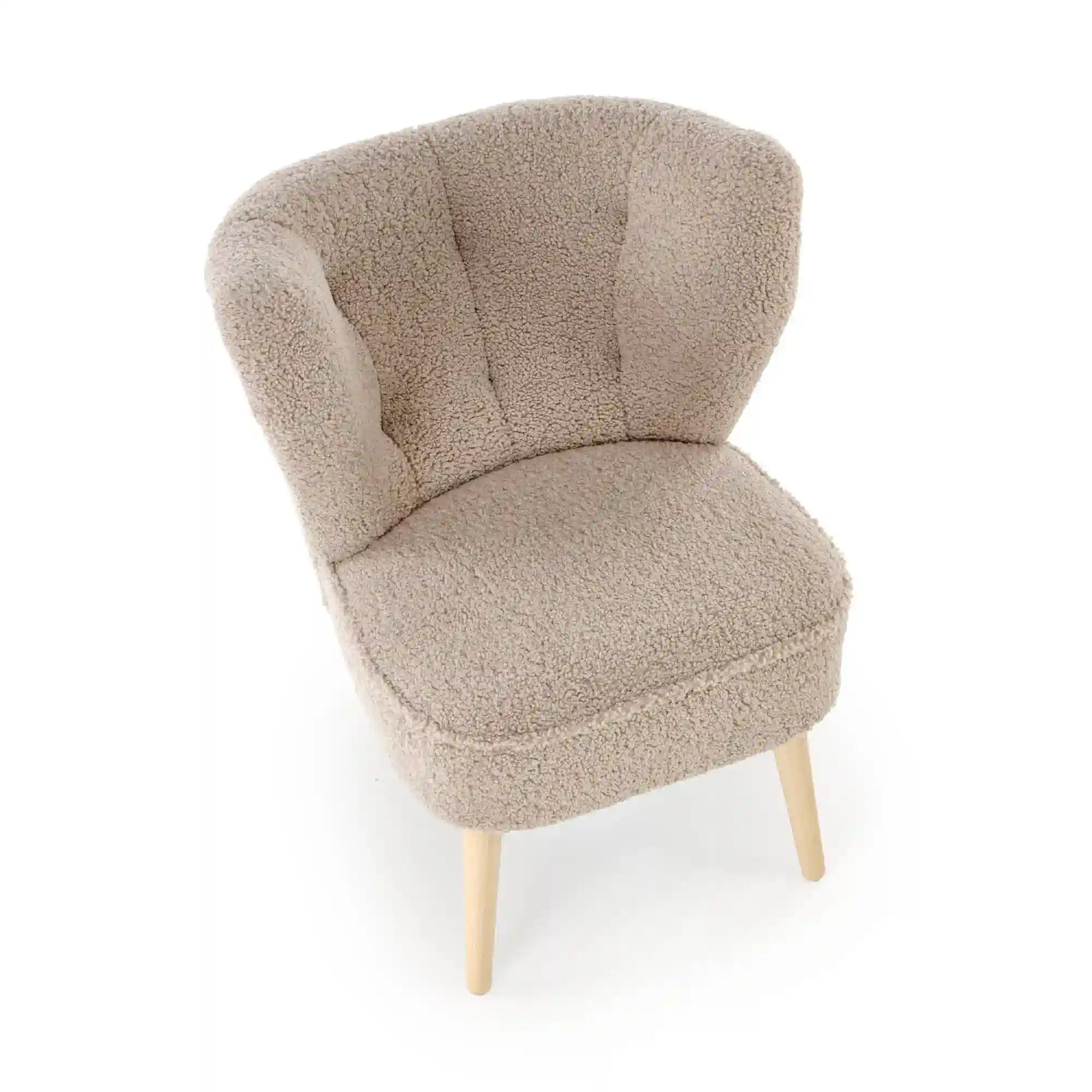 Scaun MOCCA, cappuccino - Sven 28, stofa buclata/lemn, 70x71x81 cm