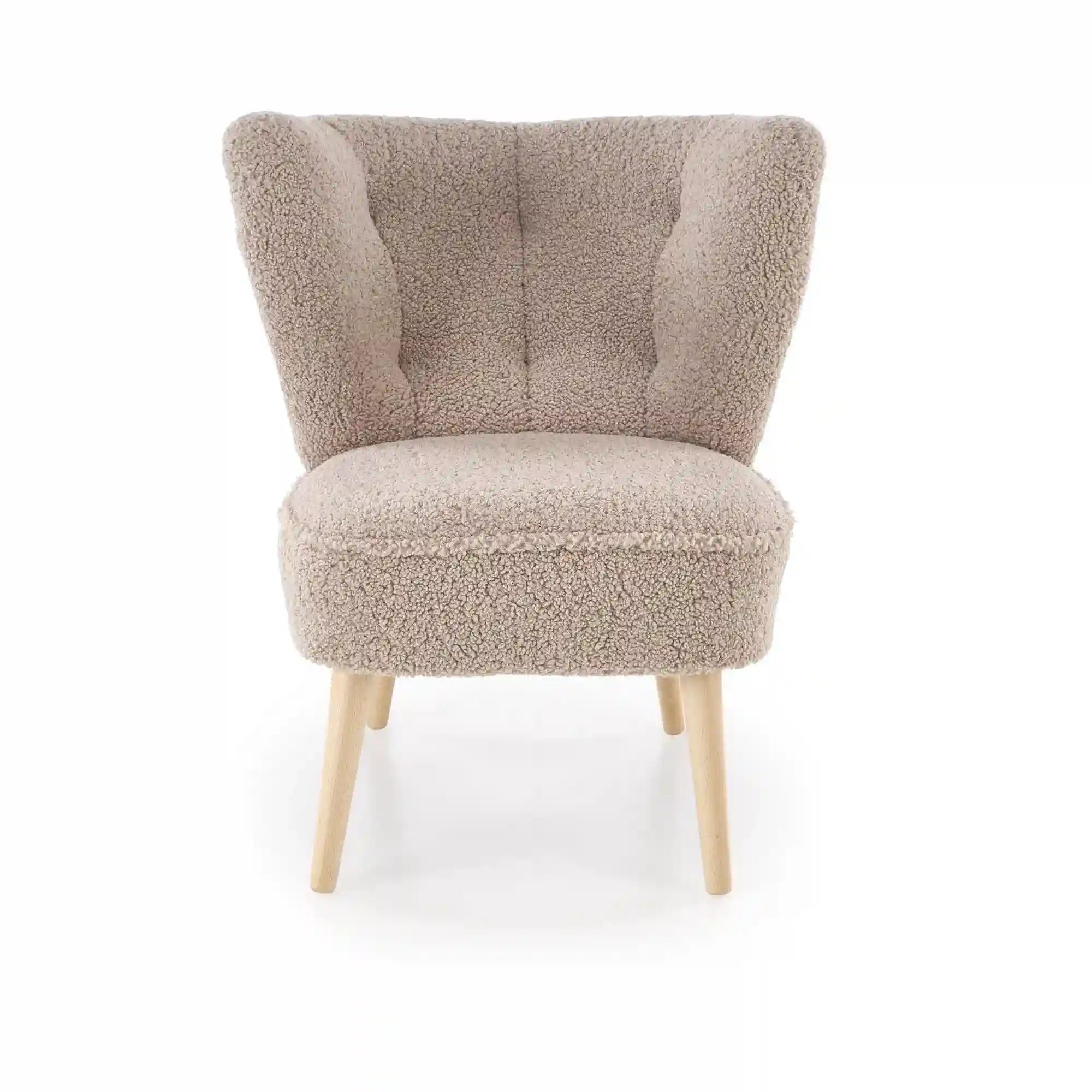 Scaun MOCCA, cappuccino - Sven 28, stofa buclata/lemn, 70x71x81 cm