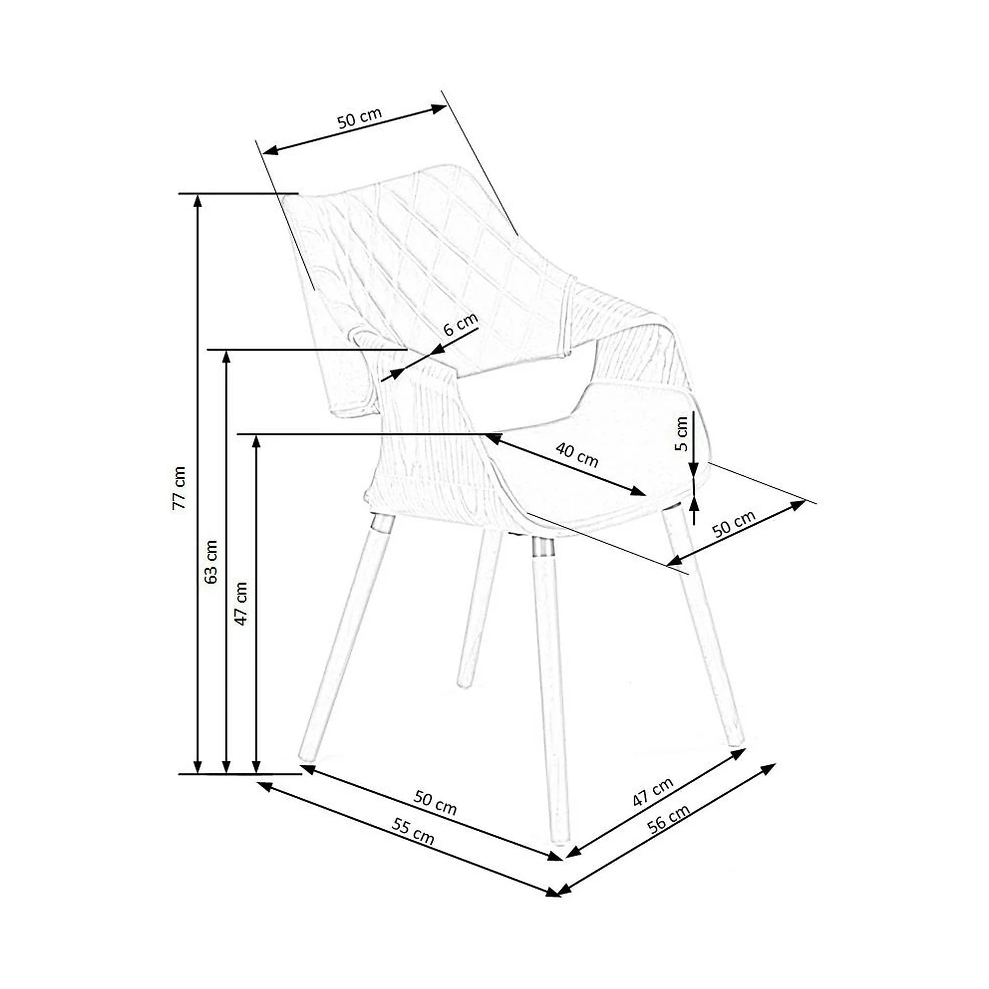 Scaun modern dining K396, negru/nuc, stofa catifelata/placaj, 56x55x77 cm