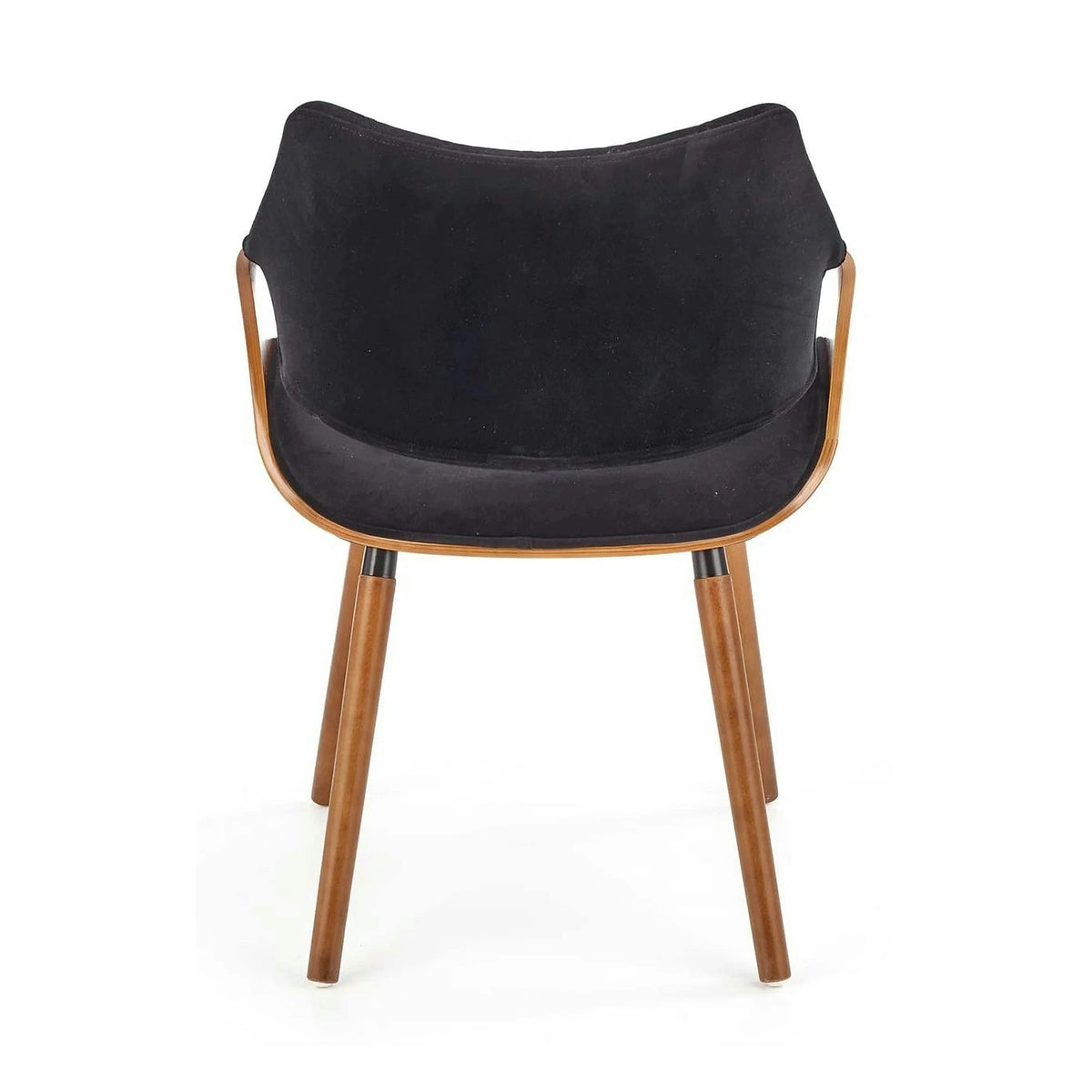 Scaun modern dining K396, negru/nuc, stofa catifelata/placaj, 56x55x77 cm