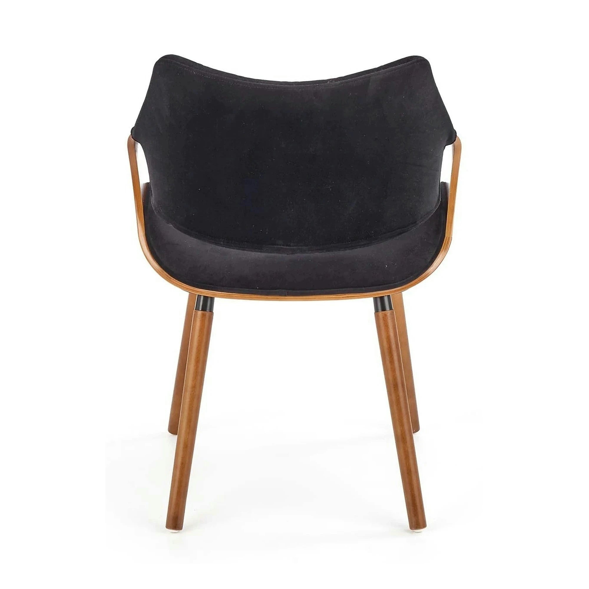 Scaun modern dining K396, negru/nuc, stofa catifelata/placaj, 56x55x77 cm