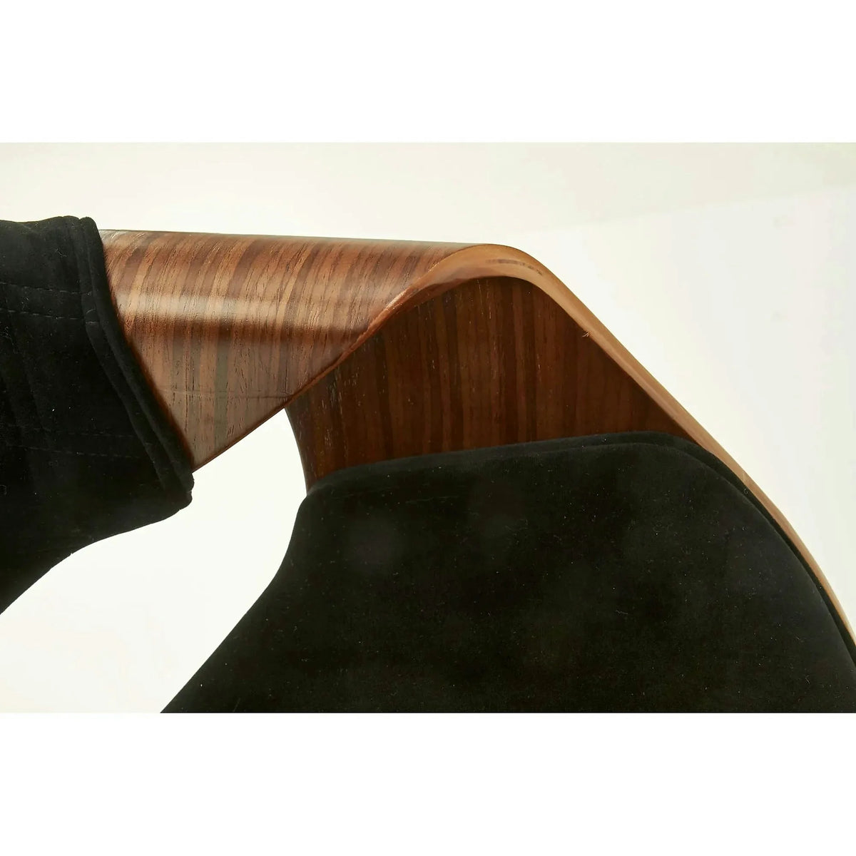 Scaun modern dining K396, negru/nuc, stofa catifelata/placaj, 56x55x77 cm