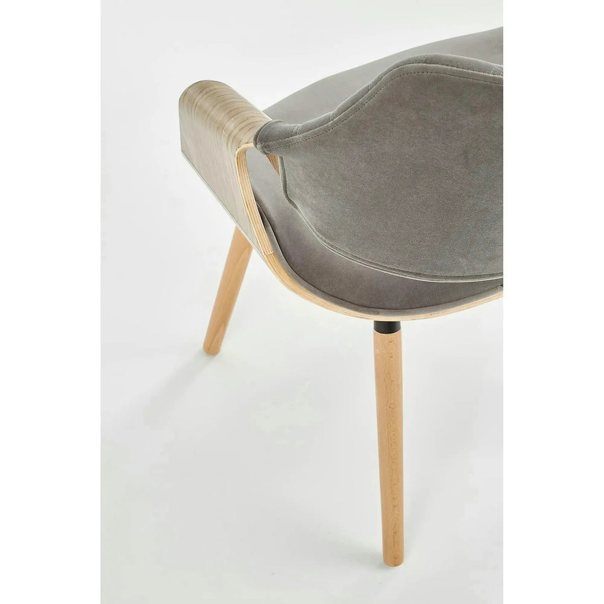 Scaun modern dining K396, stejar/gri, stofa catifelata/placaj, 56x55x77 cm