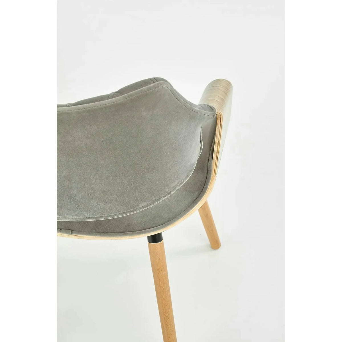 Scaun modern dining K396, stejar/gri, stofa catifelata/placaj, 56x55x77 cm