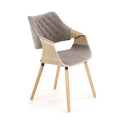 Scaun modern dining K396, stejar/gri, stofa catifelata/placaj, 56x55x77 cm