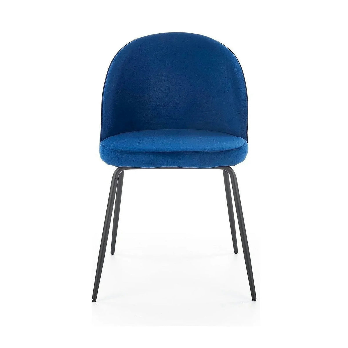 Scaun modern K314, albastru/negru, stofa catifelata/metal, 49x50x80 cm