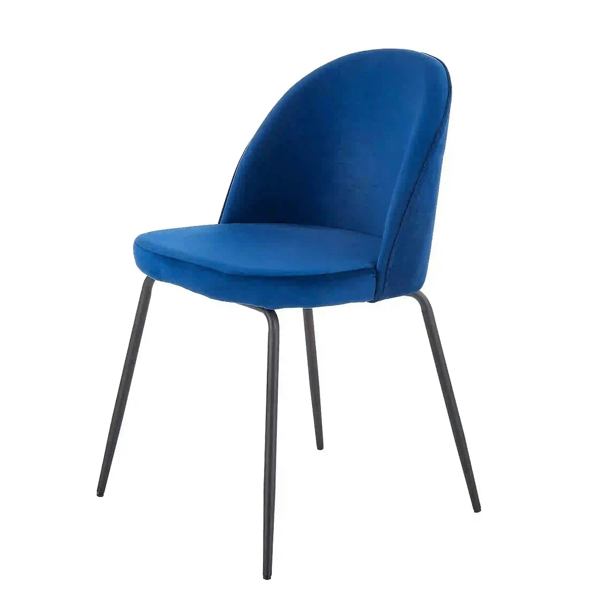 Scaun modern K314, albastru/negru, stofa catifelata/metal, 49x50x80 cm