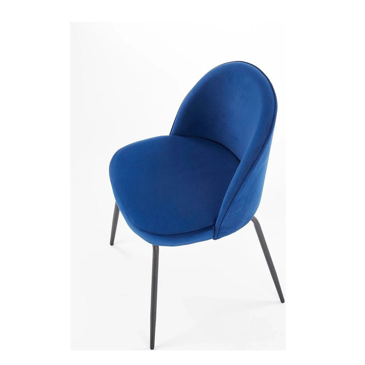 Scaun modern K314, albastru/negru, stofa catifelata/metal, 49x50x80 cm
